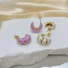 Hoop Boucles D'oreilles Tendance De La Mode En Acier Inoxydable Avec Émail Boucles D'oreilles Goujons Bijoux De Luxe Pour Filles Femmes Dame Beaux Cadeaux 8 17 MM TAILLE Violet