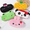 Lärande leksaker Plush Animal Pencil Case Cartoon Panda Bear Fruit Pen Bag Box For Kids Gift Cosmetic Stationery Pouch School Supplies Zakka