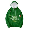 Capuz de capuz masculino Homens Mulheres St Patrick Day Costume 3xl 4xl Personalidade fora do ombro zíper 3D Moletom Irlanda St.Patrick's Roupas