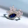 Anelli a grappolo 2023 S925 Silver Blue Corundum Horse Eye 4 8mm Ring Women's European and American Ins Style