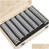 Boîtes de rangement Bacs 100Pcs / Set Coin Box Réglable Antioxydant En Bois Collection Commémorative Conteneur Avec Coussin De Réglage L Dhzyt