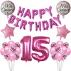 Other Event Party Supplies 1set Mis Quince My Fifteen 15th Years Old Birthday Balloons Number 15 Baloon Spanish Girl Pink Happy Po Props 230821