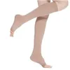 Chaussettes de sport hommes femmes Compression sans orteils genou haut soutien bas bout ouvert L/XL