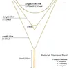 Ras du cou acier inoxydable géométrie Triangle rectangulaire pendentif femme couleur or multicouche chaîne collier pour femmes bijoux cadeau