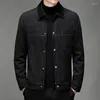 Men's Jackets Mens Spring Autumn Suede Fabric Jacket Workwear Coat Casual Business Grey Button Up Long Sleeve Retro Brown Oversize Xxl