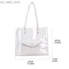 Totes 2st Transparent PVC axelväska kvinnor flickor vattentät handväska handväska 2022 mode gelé stor shopping tote sommar strandväska hkd230822