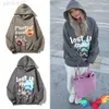 2023 Polar Kaybetti Uzay Hoodie Erkekler Kadınlar Puff Baskı bol güneş kapşonlu grafiti sweatshirts High Street Pullovers l0822