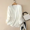 Women's Sweaters Autumn Winter Knitted Brush Cashmere V Neck Pullover