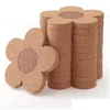 Mats Pads Cork Coasters Drinks Reusable Coaster Natural 4 Inch Flower Shape Wood For Desk Glass Table Lx4728 Drop Delivery Home Gard Dhhg7
