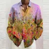 Men's Casual Shirts Bohemian Style Graphic Men Loose Button Lapel Long Sleeve Shirt 2023 Autumn Fashion Floral Print Streetwear