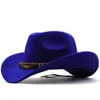 Large Brim Chapeaux Seau Laine Femmes Hommes Western Cowboy Chapeau Pour Gentleman Lady Jazz Cowgirl Avec Cloche En Cuir Église Sombrero Caps 230822