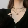 Chaînes minimaliste géométrique coeur collier pour femmes personnalisé tendance Punk collier ras du cou chaîne Y2K métal accessoires bijoux cadeaux