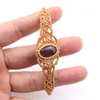 Strand Crystal Oval Bilezik Örgülü Halat Doğal Taş Cabochon AMETHYST Siyah Acate Vintage Ayarlanabilir Bilezikler Kadın Mücevherleri