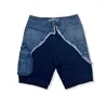 Men's Shorts Washed Denim Jeans Summer Patchwork Cotton