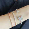 Dupe Brand Jewelry 925 Sterling Silver Butterfly Crystal Rhinestone Charm Armband för kvinnor