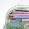 Learning Toys Transparent Pencil Case Double Layer Kawaii Large Capacity Pencil Bag Cartoon Handle Box for Girls School Supplie Stationary