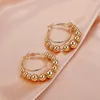 Hoop Earrings American Style Exaggerated Round Bead Female Personality Temperament Alloy Geometric Double Layer MEM001