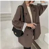 Kadınlar Suits Blazers Vintage Brown Blazer Kadınlar Zarif Resmi Bayanlar Bahar Sonbahar Moda Uzun Kollu Büyük Boyutlu Şık Günlük Takım Ceket 230822