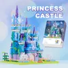 Cartoon Fairy Tale Princess Ice Castle Villa Building Buildings View Model Architecture Assembly Toy Giughe per Kid Girl 230821