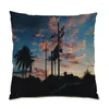 Pillow Vintage Nature Landscape Home Decor Velvet Sofa Decorative Painting Beautiful Polyester Linen Comfortable 45x45 Pillowcase E1048