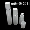 30pcs 15 мл 30 мл 50 мл чисто белый цилиндрический серебряный край пустые косметические упаковочные контейнеры Пластиковые эмульсия бутылки без воздушных насосов CDDSS