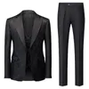 Men's Suits Solid Color Fashion Casual Party Dress Up Suit Jacket Vest Pants Three Pieces