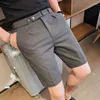 Pantaloncini da uomo alla moda estiva ginocchio con cintura abbigliamento da uomo business formale indossare slim colow casual thols short homme 4 colori