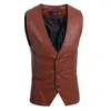 Gilets pour hommes automne et hiver affaires affaires décontracté style britannique gilet simple polyvalent en cuir coupe ajustée pour hommes