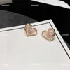 23SS Women Designer Earrings Diamond Logo with Metal Edging Design Jewelry Pink Heart Shape Ear Studs #Including Box Ny ankomst