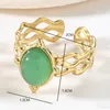 Clusterringen Boho Email Color Natural Stone voor vrouwen roestvrijstalen ring holle brede vinger verstelbare open sieraden geschenken