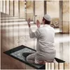 Party Favor Portable Waterproof Muslim Prayer Mat Rug With Compass Islamic Eid Decoration Gift Favors Blanket Drop Delivery Home Gar Dhxv4