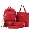 School Bags 4Pcs Set Backpacks For Student Bag Girls Multifunctional Handbag Large Capacity Girl's Pencil