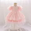 Mädchenkleider Baby Blume nachfolgende Party weiße Taufe Prinzessin Kleid für Mädchen toddle Clothes Säuglingsgeburtstag Hochzeitskleid