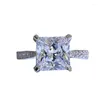 Clusterringe Spring Qiaoer 925 Sterling Silber 8mm Crushed Cut Labor Sapphire High Carbon Diamonds Hochzeit Engagement Fein Schmuck Ring