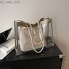Totes Popular Transparent Tote Bags for Women Large-capacity Handbags Female 2023 New Jelly Transparent 2IN1 HKD230822
