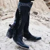 Boot Western Mid Calf Pu Leather Boot Ladies Black Cowboy Retro Women s Working Oxford Shoes Female Vintage Casual 230821