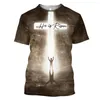 Camisetas para Hombre Camiseta con Estampado 3D de Jesús Católico Cristiano Verano Pascua Cuello Redondo Manga Corta Ropa de Estilo Informal