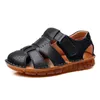 Sandaler Bimooth Men Sandal Shoes 2024 Sommarstrand för man äkta läder mjuk romer plus storlek 43 44 Comfy Flat