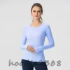 2023 Lulu Align Yoga Long Sleeve Training Woman Tshirt Slim Gym snabbt Tech Full Stretch Fitness T-shirts Definiera Running Tops Populära bodybuilding tee girl