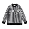 Maglioni maschili Lettera di streetwear Numentazione da ricamo colore Nero Stripe Vertical Stripe Sweater per uomini e donne Equipaggio Baggy Y2K Pullover Tops 230822