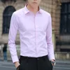 Camicie casual maschile camicia bianca a maniche lunghe Office Autumn Office Slip Professional Solid Color Suet 230822