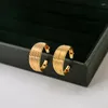 Hoop-Ohrringe C-Typ Metall gebürstet übertriebenen Stil Multi-Layered Light Luxury Gold Plated Premium