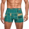 Herren -Badebekleidung abstrakter geometrischer Druck Schwimmstämme Multikolordreieck Langable Trends Schwimmboxer Plus Size Pool Man Man