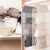 Förvaringslådor 2/3/4 Pocket Foldbar Hanging Bag Organizer Garderoben garderob Mesh Handväska Hemvägg diverse hängare