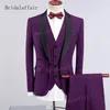 Gwenhwyfar New Designs Men Purple Tuxedo Men Suit Set 3ピースメンズフォーマルスーツコスチュームHomme Groom Wedding Suits Blazer 2018256o