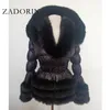 Femmes Fourrure Faux ZADORIN Manteau D'hiver Femmes Mode Manches Amovibles Capuche Canard Vers Le Bas Manteaux À Capuchon Noir Puffer Veste Outwear 230822