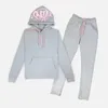 Herrtröjor tröjor Synaworld bomullsweatshirt Två stycke män Kvinnor Bokstäver broderi netto röda modeshoodie set ins street casual hoodie set 230815