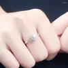 Cluster Rings ZHJIASHUN Double 0.5ct Moissanites Diamond 14k 585 White Gold Wedding For Women Fine Jewelry