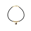 Link Bracelets 4MM Gold Plated Copper Beads Fashion Glass Seed Bracelet Resin Heart Pendant For Lovers Couple Bangle Friendship Jewelry