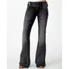 Calça jeans feminina calças capris 2023 mulheres vintage cintura média leve flare alt high work preto verão azul